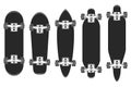 Skateboards set. Skateboarding elements, longboard. Skate board illustration.